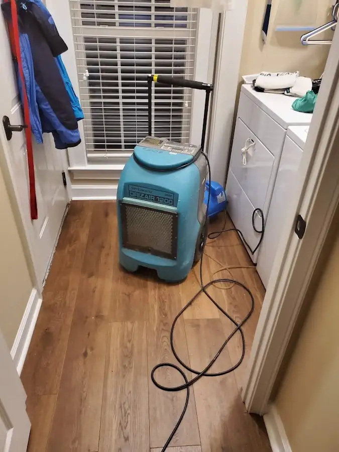 Commercial dehumidifier deployed for Flood Damage Cleanup in Dunellen