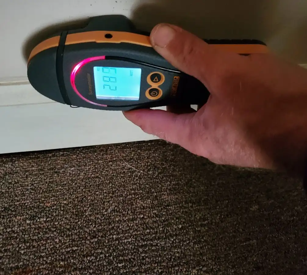 Moisture detection at baseboard during Burst Pipe Cleanup in Dunellen